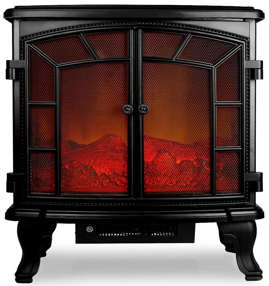 monzana® Elektromos kandalló két ajtóval, ventilátorral és lánghatással FEKETE