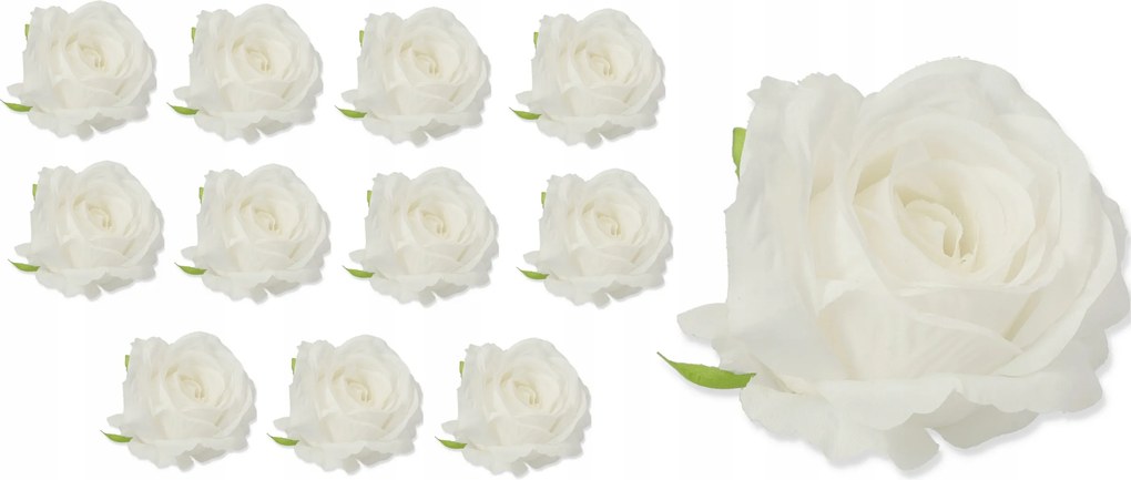 12x Művirág Rózsa Lq Fej Fehér, Nádakhoz És Kompozíciókhoz