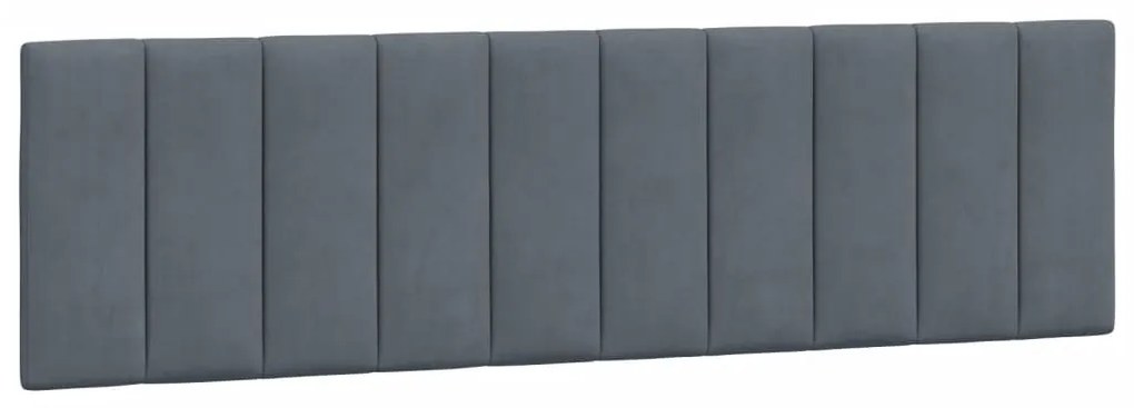 sötétszürke bársony ágykeret LED-világítással 180 x 200 cm