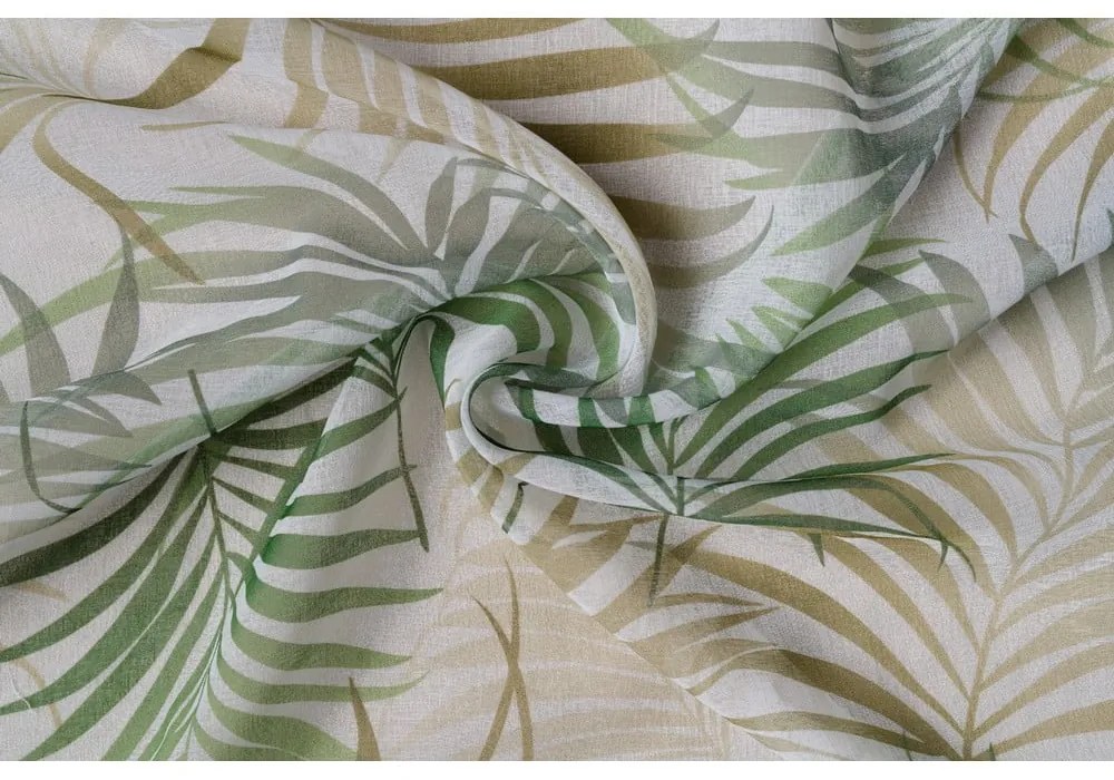 Zöld-bézs átlátszó függöny 300x260 cm Palmas – Mendola Fabrics