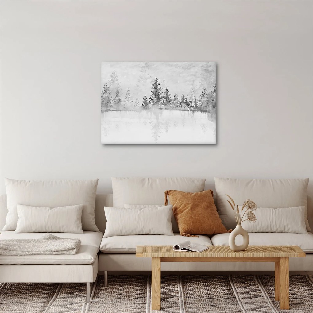 Kép - Szarvas a tónál (70x50 cm)