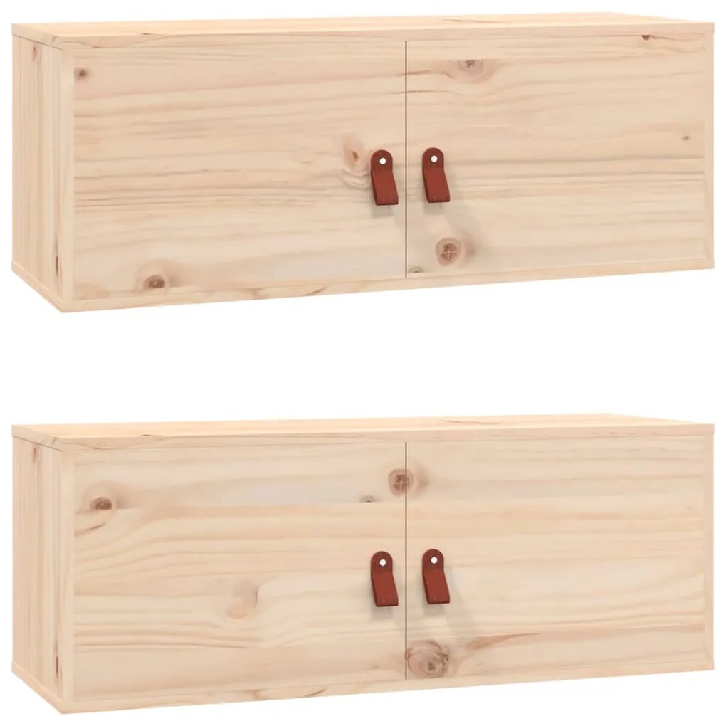 2 db tömör fenyőfa faliszekrény 80 x 30 x 30 cm