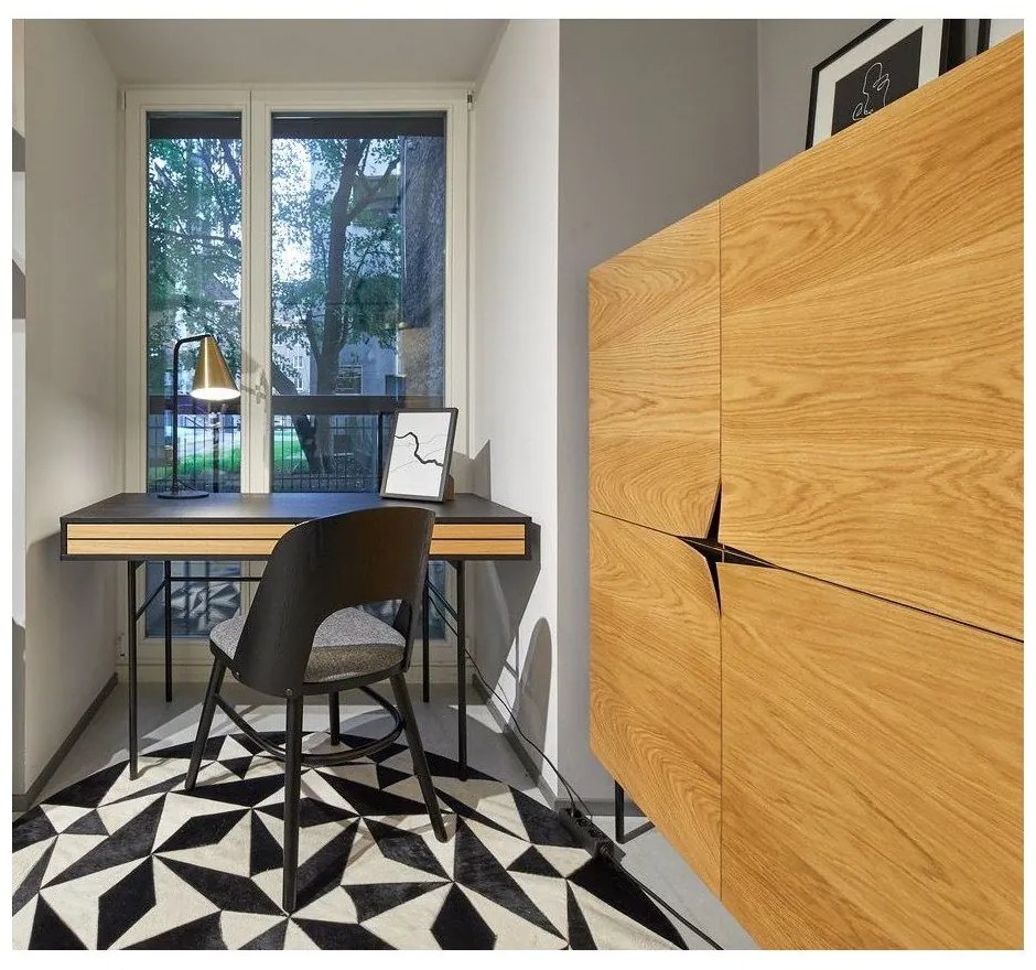 Stripe fekete íróasztal, 130 x 60 cm - Woodman