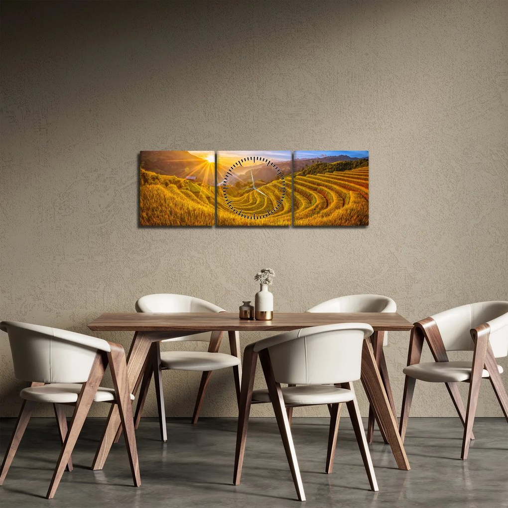 Kép - Rizs teraszok Vietnamban (órával) (90x30 cm)