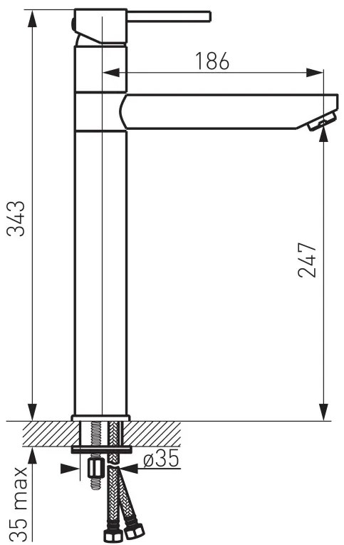 F-Design Flusso, magas mosdócsaptelep, fényes króm, FD1-FLS-2L-11