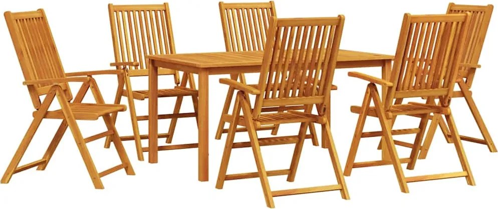 vidaXL Kert étkező szett 7 pcs Barna Tömör Akácfa