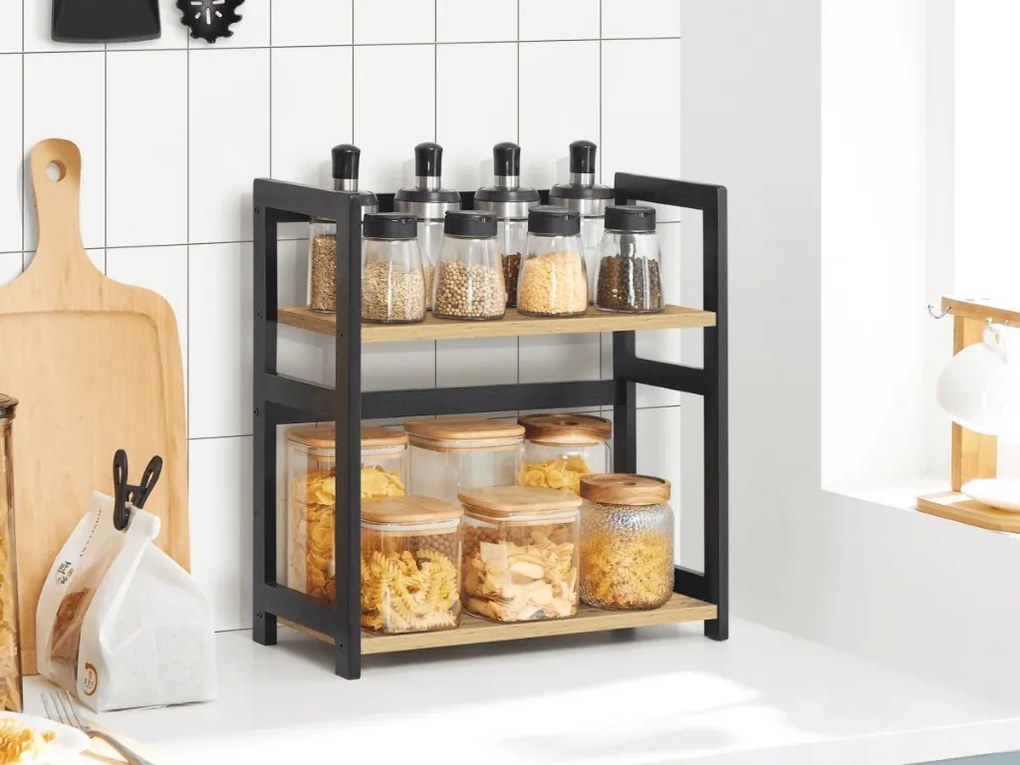 Polc asztalra NORDEKO 41x41 cm, fekete / tölgy artisan