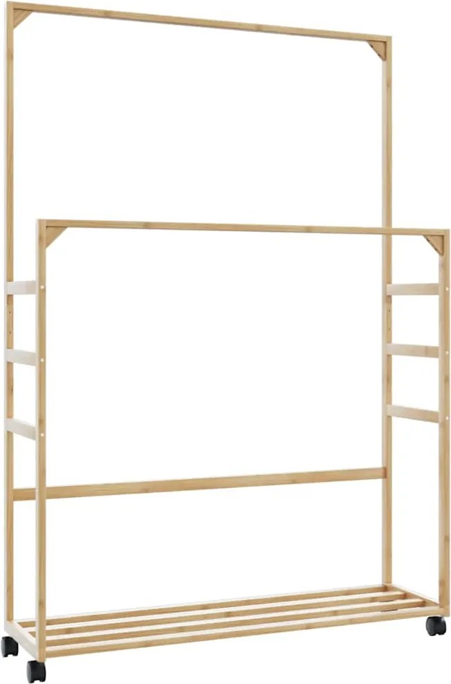 vidaXL bambusz ruhaállvány polcokkal és kerekekkel 90x35x155 cm