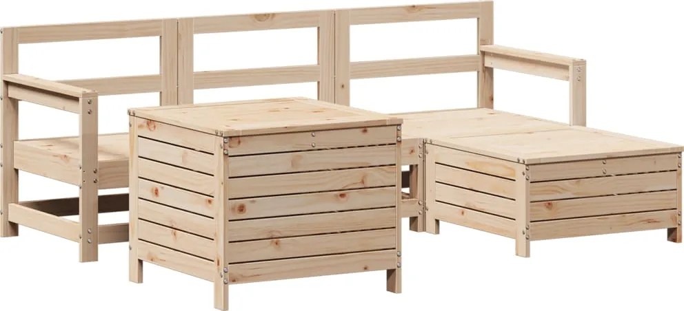 vidaXL 5 részes tömör fenyőfa kerti kanapészett