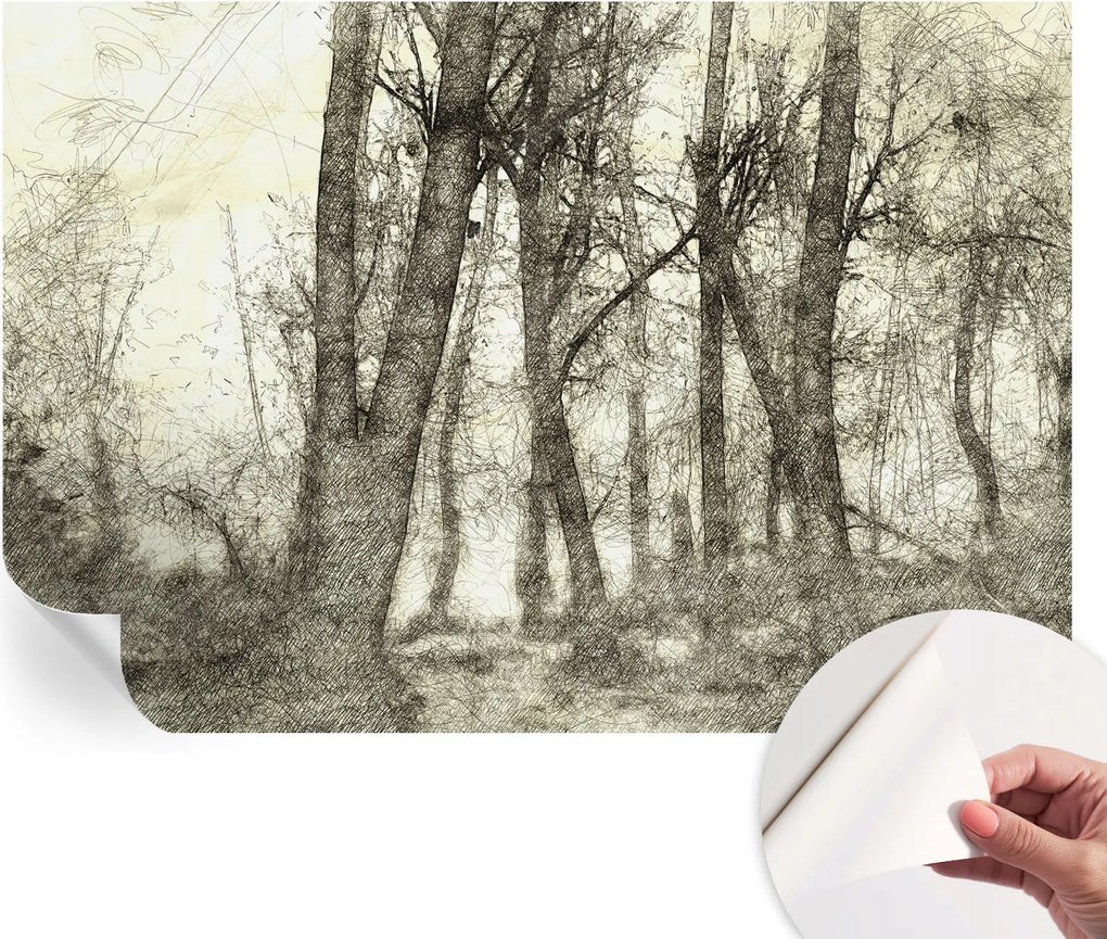 Öntapadós tapéta Fali furnér 3D hatás Erdei melankólia 152x104 cm