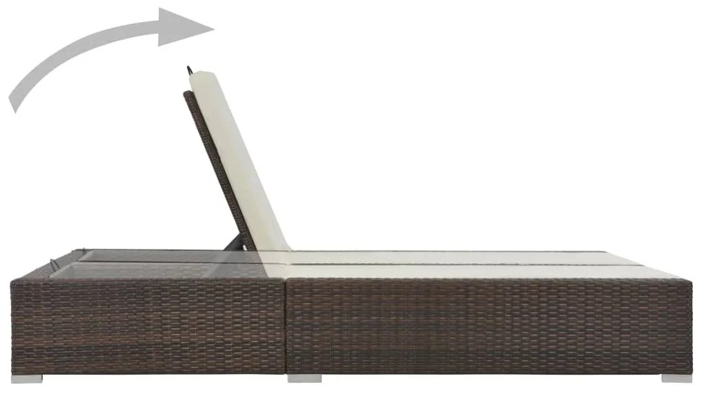 Barna kétszemélyes polyrattan napozóágy