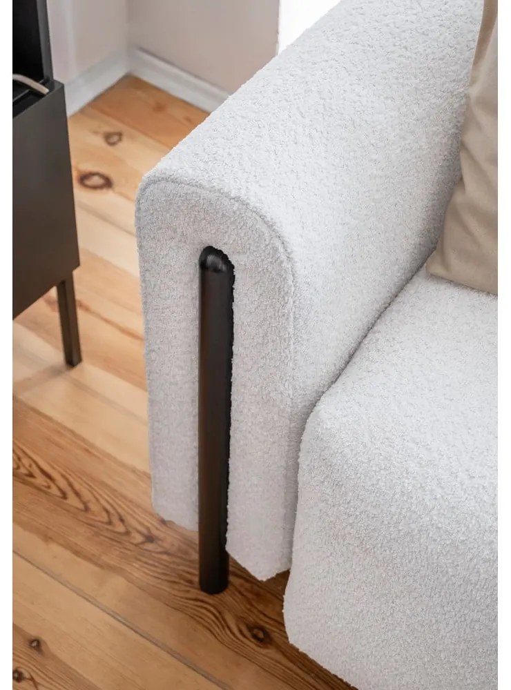 Szürke buklé kinyitható-tárolóhelyes kanapé 244 cm Arcadova – ELTAP