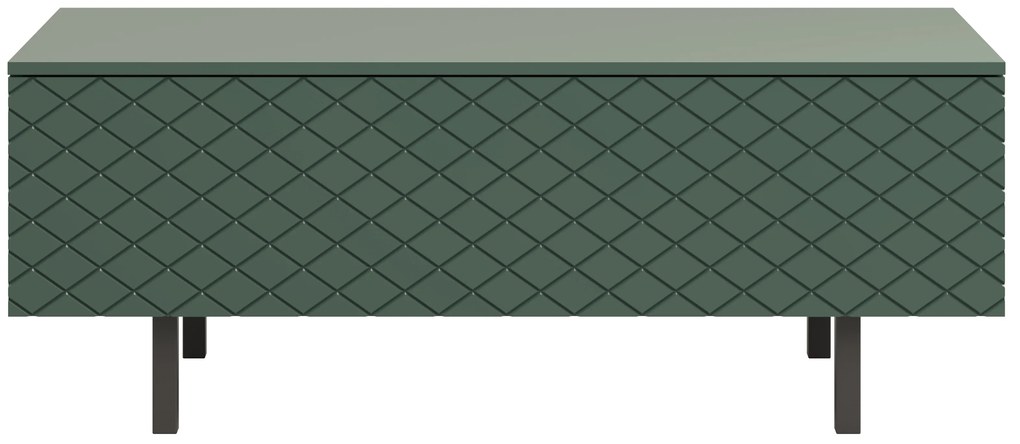 Scalia II 120 2K dohányzóasztal fiókkal - matt sötétzöld / fekete lábak