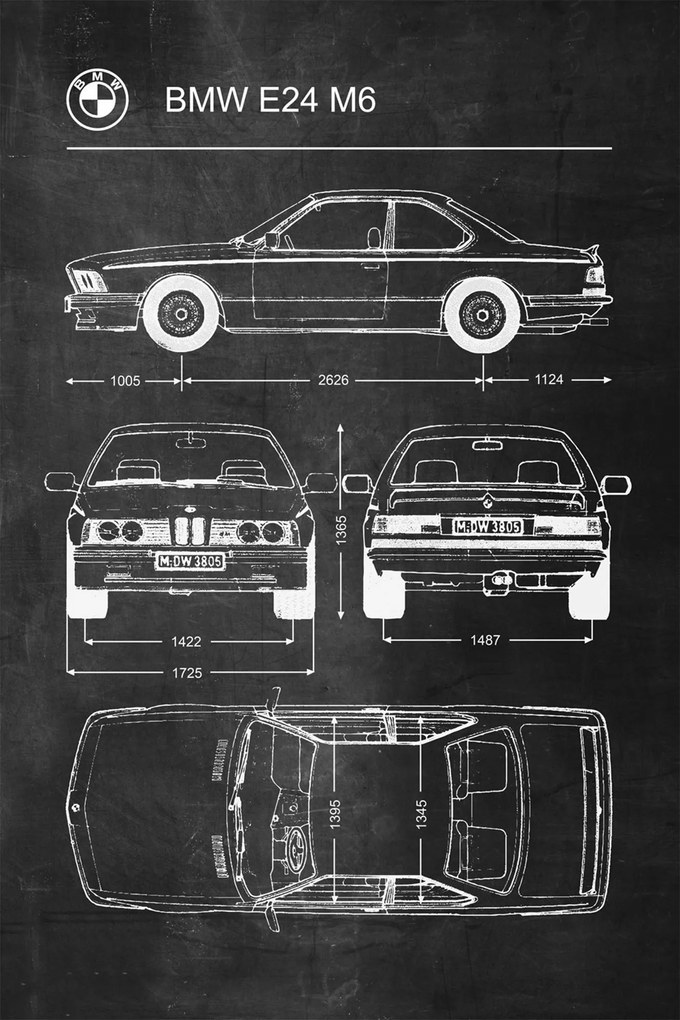 Poszter Bmw E24 M6 Retro A1+ diagram