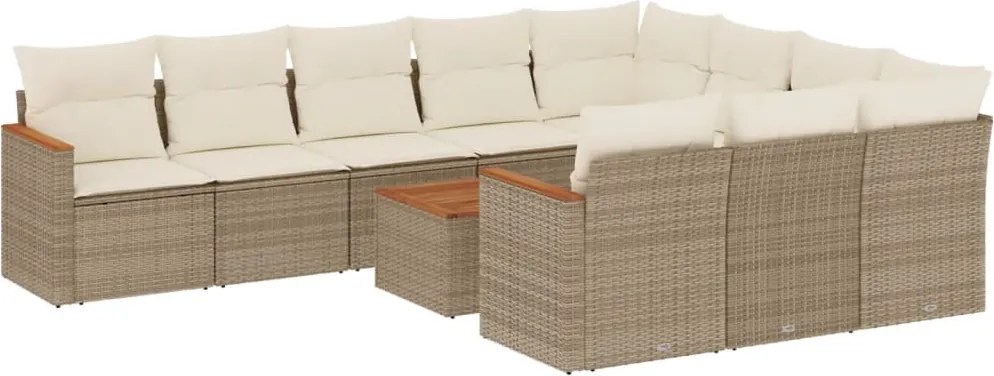 vidaXL 11 részes bézs polyrattan kerti ülőgarnitúra párnákkal