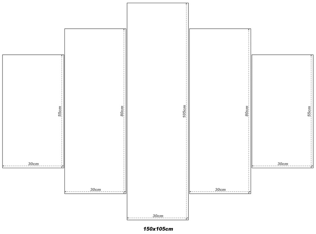 Gario Kézzel festett kép Piros pipacsok - 5 részes Méret: 150 x 105 cm