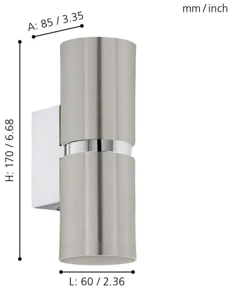 Eglo 96261 - LED Fali lámpa PASSA 2xGU10/3.3W/230V kerek