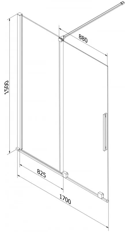 Mexen Velar, 2 szárnyas eltolható kádparaván 170 x 150 cm, 8 mm mattüveg, króm, 896-170-000-31-01