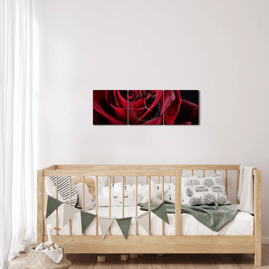 Kép - Vörös rózsa (órával) (90x30 cm)