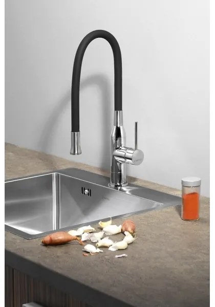 Sapho - Mosogató csap rugalmas karral SILI fekete/réz