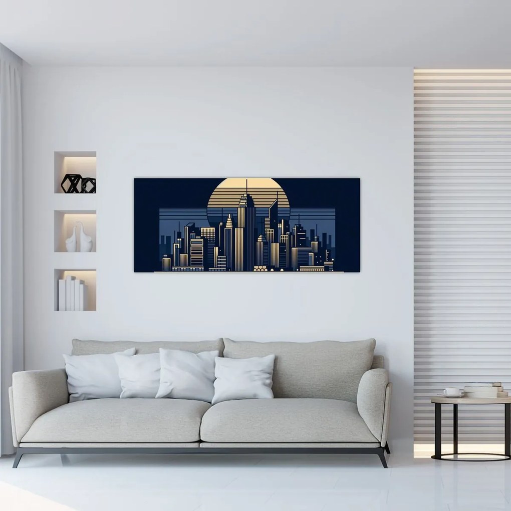 Kép – Geometrikus város (120x50 cm)