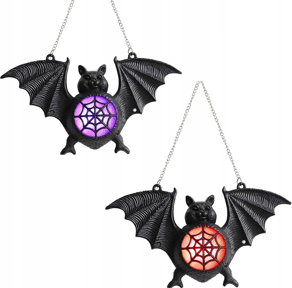 2x Halloween Dekoráció Lógó Fekete Világító Denever, Változó Színekkel