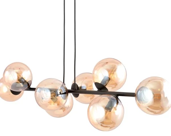 Csillár zsinóron ROSSI 8xE14/10W/230V fekete/bézs