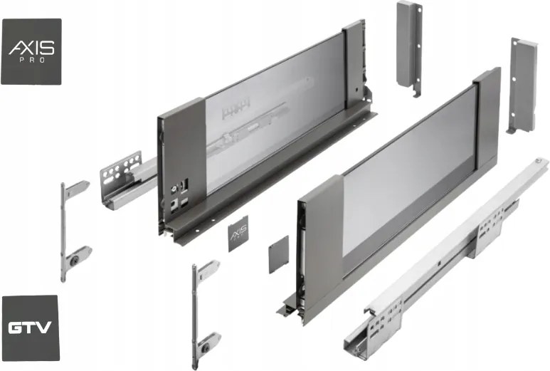 Fiók Gtv Axis Pro Glass L550 H167 Magas Üveg Oldal 40KG Csendes Ház