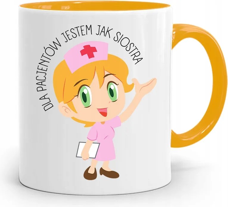 Sárga Bögre Ajándék Ápolónőnek, Mint A Nővérem, fényképes nyomattal
