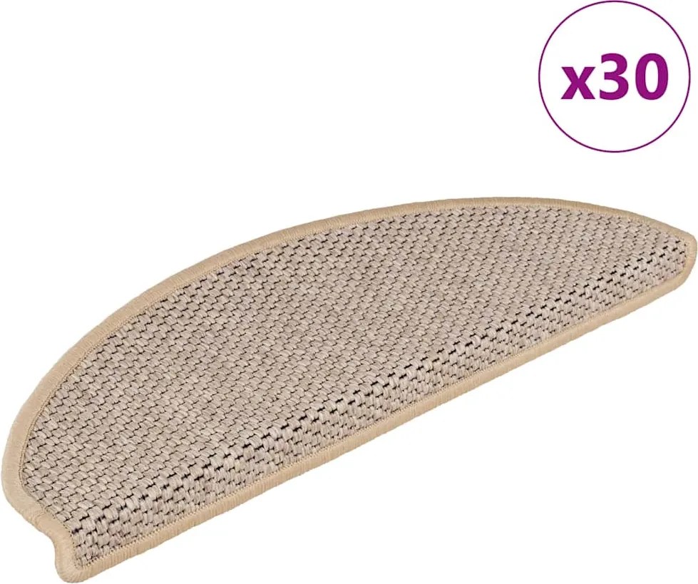 vidaXL 30 db lépcsőszőnyegek öntapadós szizál kinézetű 65x21x4 cm