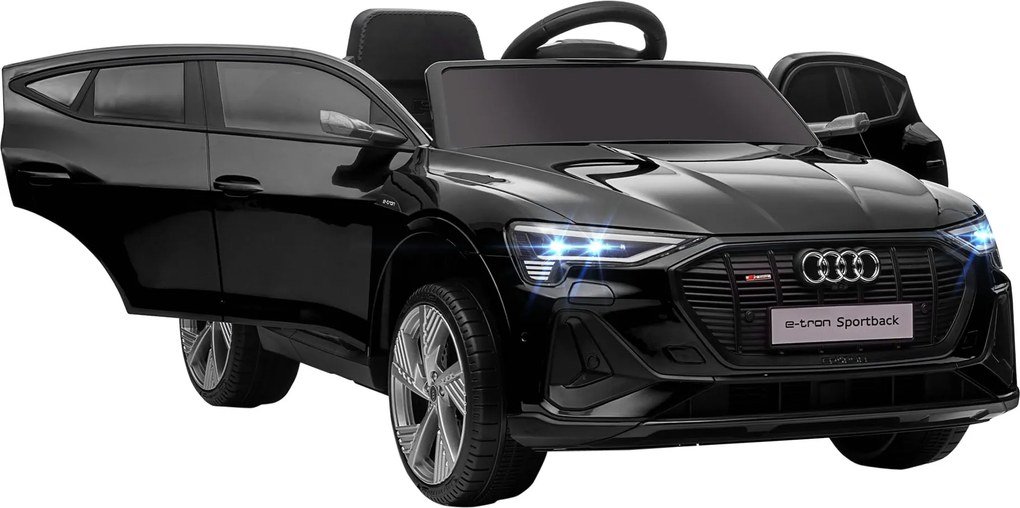 HOMCOM 12V Elektromos Gyerekautó Audi E-tron Távirányítóval, Biztonsági Övvel, Zenével (MP3/USB/TF), 3-5 Éves Gyerekeknek, 3-5 km/h, Fekete | Aosom