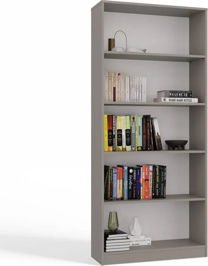 R80 polcos szekrény, könyvtartó, 80x182x30 cm, agyag színű