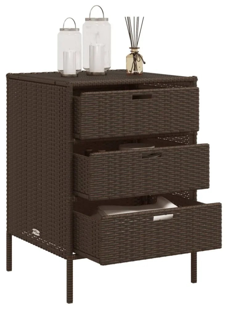 barna polyrattan kerti tárolószekrény 55 x 59 x 80 cm