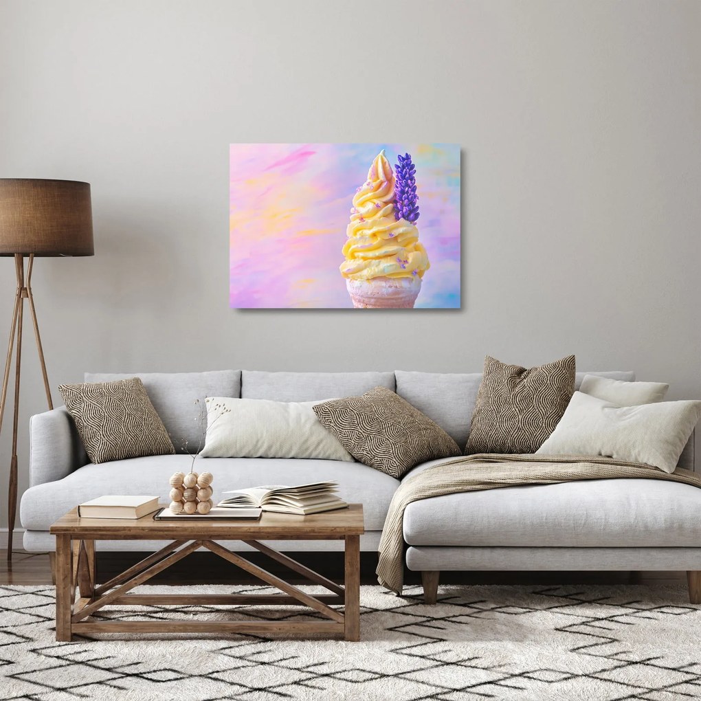 Üveg kép - Levendulás fagylalt (70x50 cm)