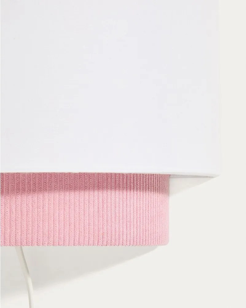 Fehér-világos rózsaszín gyerek lámpa textil búrával Bianella – Kave Home