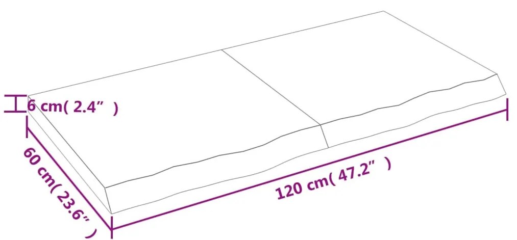 világosbarna kezelt tömör tölgyfa fali polc 120 x 60 x (2-6) cm