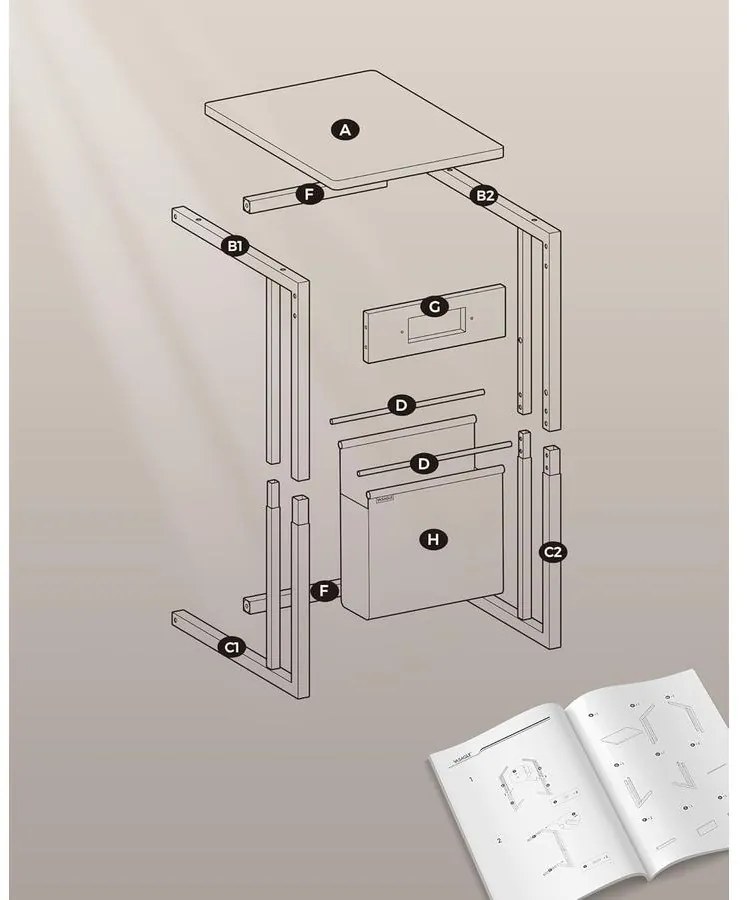 Oldalasztal, éjjeliszekrény beépített elosztóval krémfehér színben