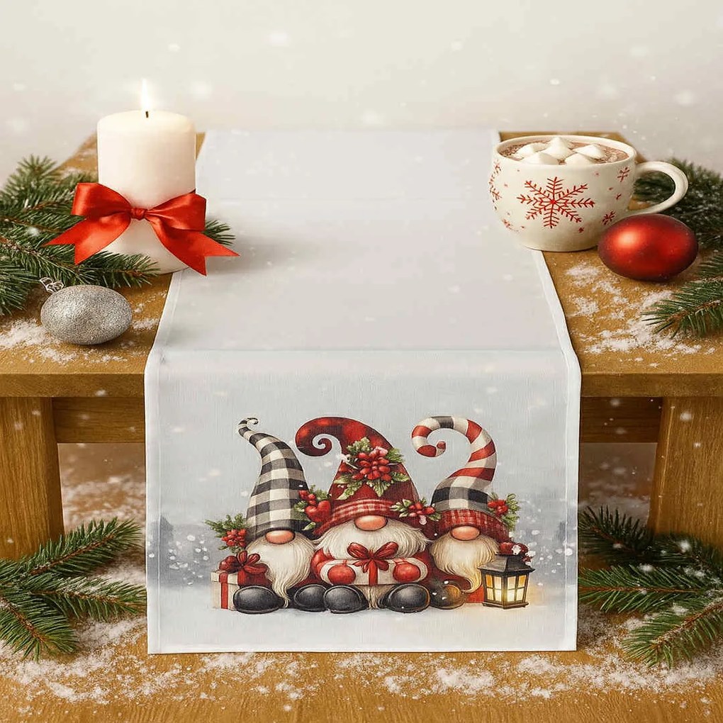 Karácsonyi terítő Manó lámpás 40 x 170 cm TiaHome