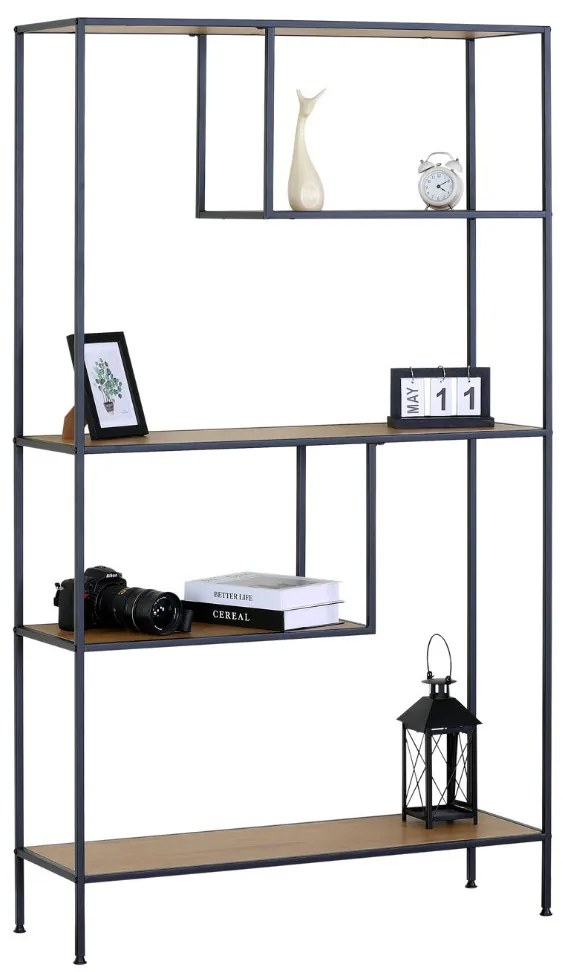 KÉSZLETKISÖPRÉS! Intenso Home 5 szintes könyvespolc 100 x 180cm (Aranytölgy) | Univerzális tároló állvány fém lábakkal