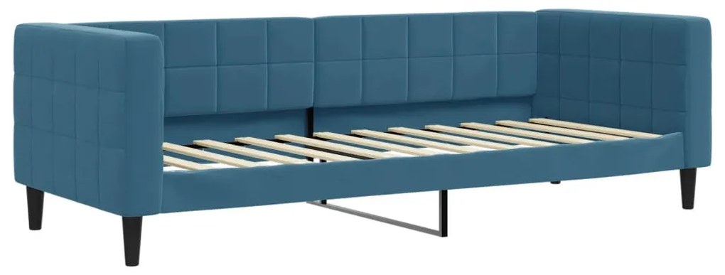kék kihúzható bársony heverő fiókokkal 80 x 200 cm