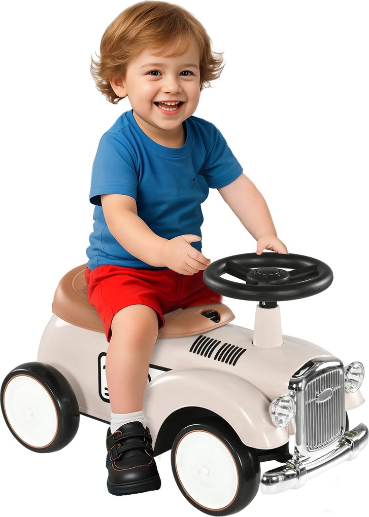 AIYAPLAY Gyermek Csúszós, Gyerekjármű Tárolóhellyel, Gyerekautó, Csúszó Jármű Döntésgátló Védelmű, 1-3 Éves Gyermekeknek, Krém, 58 x 27 x 35 cm | Aoso