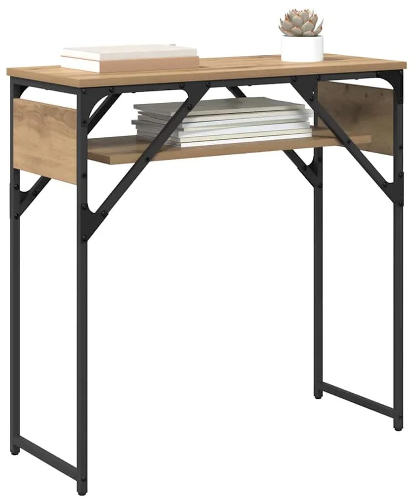 Konzolasztal kézműves tölgy 75x30x75cm Faanyag