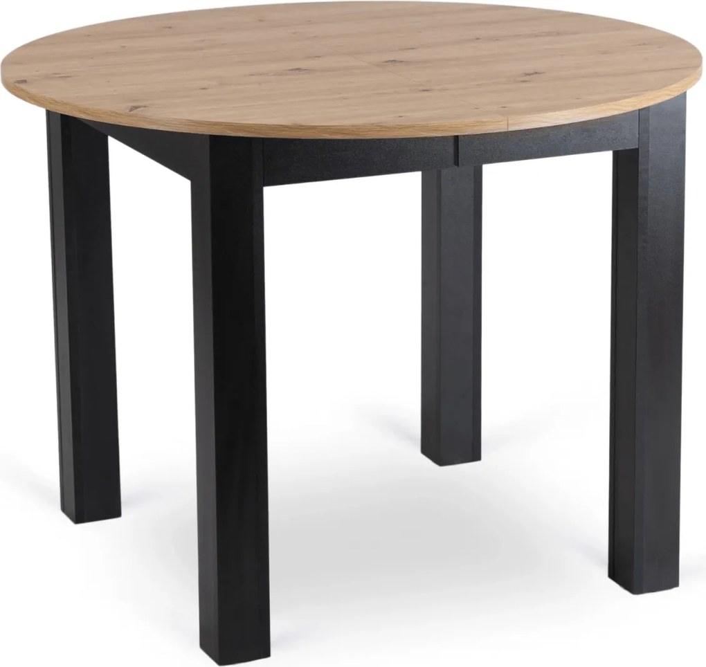 Kihúzható étkezőasztal 102–142 cm méretben, artisan tölgy/fekete színben HARRY