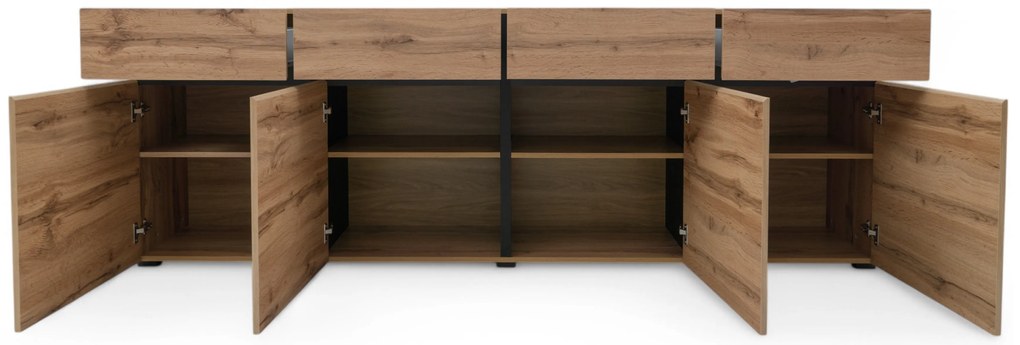 Gramon fiókos komód 225 cm - wotan tölgy / fekete