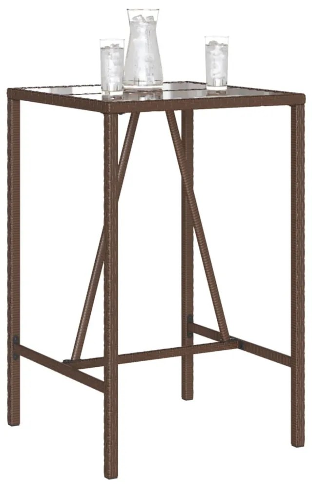 barna polyrattan kültéri bárasztal 70 x 70 x 110 cm