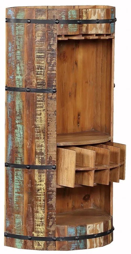 Natúr színű újrahasznosított fa bortartó szekrény, palackok száma 8, 60x115 cm Kaveri – Interia Home & Living
