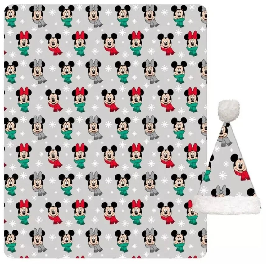 Disney Mickey, Minnie Noel karácsonyi coral fleece takaró és sapka szett