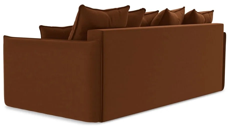 Terrakotta színű bársony kinyitható-tárolóhelyes kanapé 225 cm Hula – Makamii