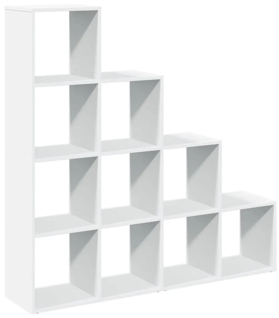 4 szintes fehér fa elválasztó könyvespolc 131,5 x 29 x 131,5 cm