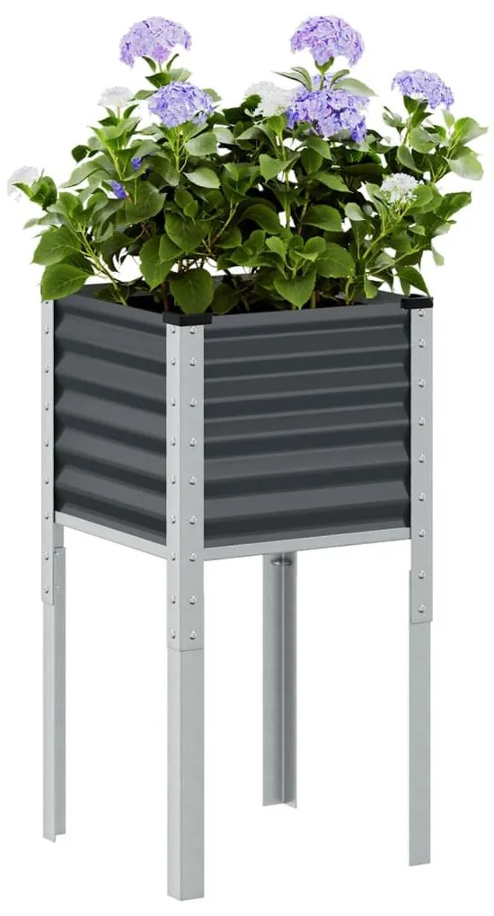 antracit színű acél kerti virágláda 45 x 45 x 88 cm